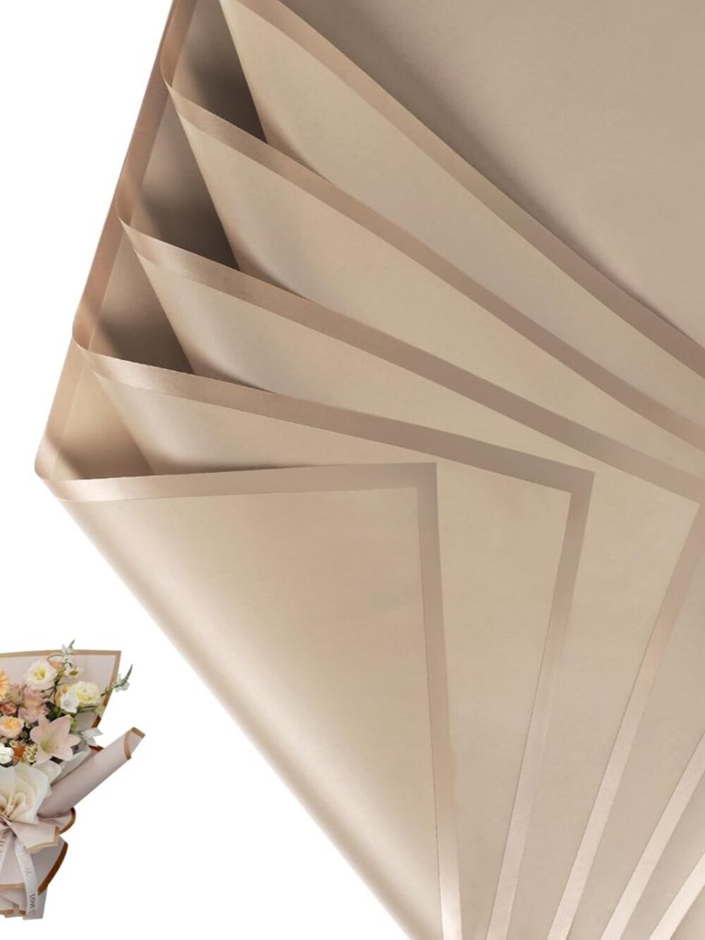 20 Sheet Flower Wrapping Paper-Waterproof Floral Bouquet Paper Grey Khaki